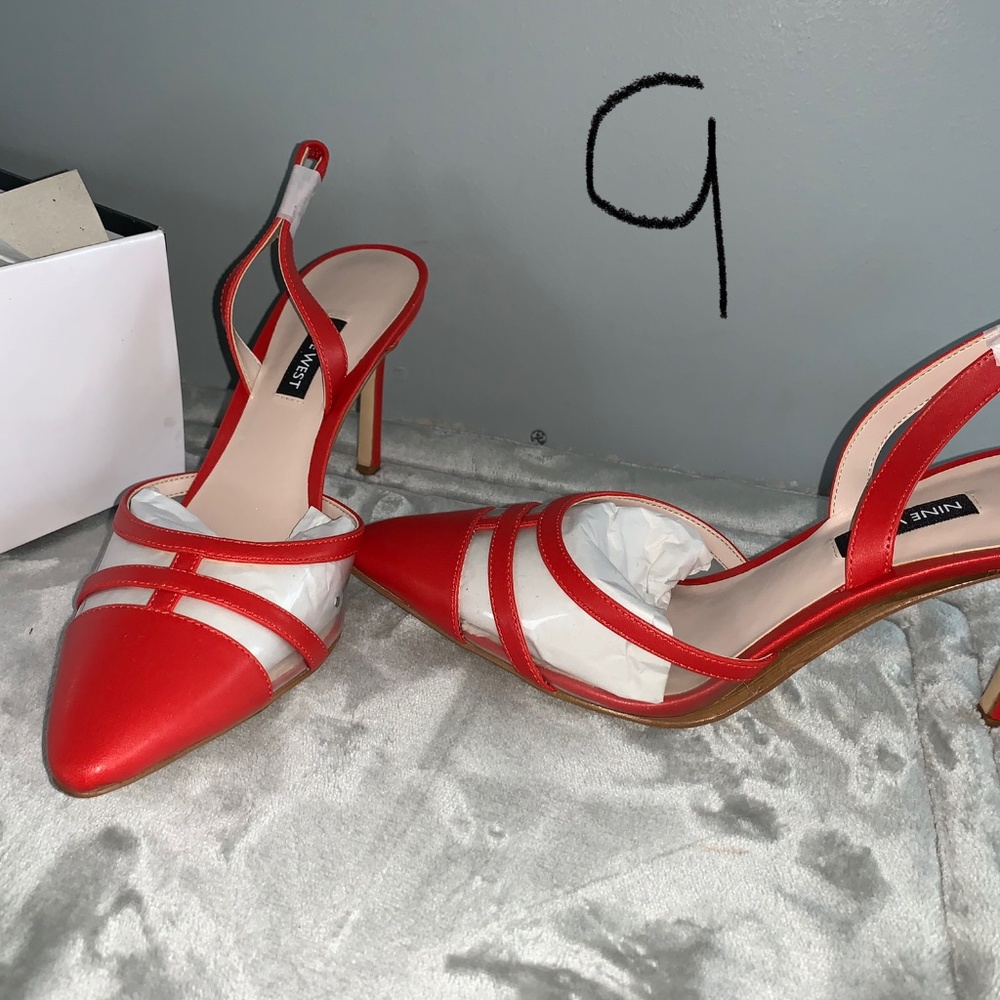 Brand new Red Nine West Slingback heels